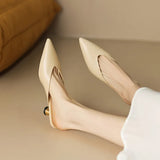 Design Feeling Of The New 2023 Pointed Thin-Heeled Baotou Semi-Heel Slippers Female Leopard Pattern