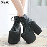 Size 43 INS Hot Sale Women's Boots 2023 Solid High Heel Ankle Boots Platform Quality Fashion Punk Goth Women Shoes