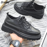 Style PU Leather Shoes Mens Casual Business Shoes Trendy Young Students Fashion Platform Shoes Men Dress