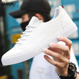 White Sneakers Casual Leather Shoes Leather Men Sneakers White Male Leather Shoes Anti Slippery Flats Shoes