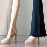 Breakj Nude Sexy Patent Leather Name, High Heels Femininity Femininity Fascal Fascals Waterproof Table With