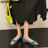 Brand Mixed Color Flats Shoes Women Slip On Casual Ballerina Soft Loafer Female Bow Knot Shoes Office Zapatillas De