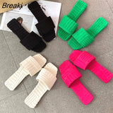 Size 42 Slippers Women Fashion Flat Casual Shoes Green Outdoor Walking Slides 2023 New Female Peep Toe Lightweight