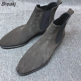 Men Chelsea Boots Black Brown Velvet High Ankle Dress Shoes Men Walking Shoes Wear Resistant Chelsea Dress