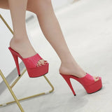 Color Woman Wedding Shoes Sandals 2023Nightclub Sexy High-heeled 15cm Shoes Slippers Heels Waterproof Sandal Summer