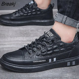 Autumn Korean Crocodile Pattern Leather Shoes for Men Low-top Mid-top Casual Shoes Trend Shoes Sports Men's