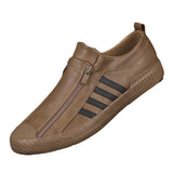 Breakj Men's Shoes 2025 Autumn Men's Casual Leather Shoes Fashion Flat Shoes One Foot Pedal