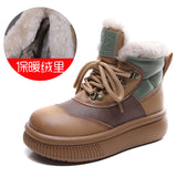 Breakj Leisure Snow Boots Women Double Zipper Wool Short Boots Warm Plus Velvet Martin Boots Thick Cotton