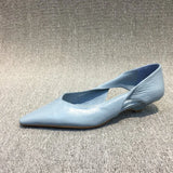 Station Women's Shoes 2024 Spring New European PU Thin Heels Shallow Mouth Pointy Hollowed-Out Cats And Casual Single