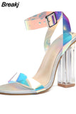 High Heeled Women Sandals 2023 New Fashion Spring Summer Simply Sandals Shoes European Style Fashion Buckle Strap