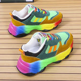 Rainbow Sport Shoes Womens Trainers Shoes Platform Breathable Sneakers Women Jogging Shoes Chaussure Femme