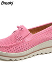 Women Flats Shoes Platform Sneakers Slip On Flats Leather Suede Ladies Loafers Moccasins Casual Shoes Women