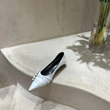 Pointed Toe Low Heel Pumps Women Shoes Brand Belt Buckle Shallow Slip On Ballet Elegant Pumps For Party