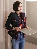 Elegant Office Women Jacket Chic Temperament Formal Vintage Single Breasted Slim Coat Suit Outerwear Blazer Spring