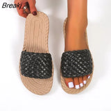 New Summer Women Flat Slippers Outdoor Sports Fashion Beach Comfortable Indoor Home Take A Shower Weave Casual