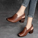 Women Retro Brown Sandals 2024 Luxury Designer High Heels Sandal Peep Toe Slingbacks Mother Shoes Casual Sandalias De