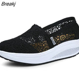 Fashion Women's Thick-soled Breathable Mesh Non-slip Sports Fitness Rocker Ladies Sneakers Walking Shake