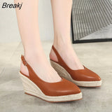 High Heels Sandals Women Summer Shoes Pointed toe Brand Ladies Party Shoes Women Wedges Sandals Soft Leather Sandal