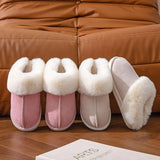 2023 Winter Fur Slippers Women Faux Suede Fluffy Furry Home Slides Woman Comfort Non Slip Indoor Floor Cotton Shoes