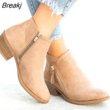 Women Ankle Boots Autumn Low Heels Boots Platform Sexy Ladies Blue Zip Pumps Boots Shoes New Winter Women's Boots 2023