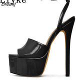 Summer 16 CM Super High Heels Sandals Women Platform Pumps Fashion Open Toe Buckle Strap Ladies Party Stripper Shoes
