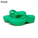 2023 New Platform Casual Slippers for Women Summer Korean Wedge Sandals Trend Clip Toe Flip Flops Casual Beach