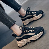 Women Spring Women's Sneakers Height Increasing Beige Black Autumn Chunky Shoes Leisure Shoes Lace Up Zapatillas