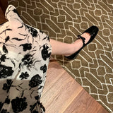 Women Shoes Spring Autumn Luxury Bowtie Mary Janes Shoes Women Square Toe Flats Ballets Red Dance Party Bridal Wedding