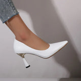 Woman 2024 Trend New Summer Red Heels Elegant Woman Black Heeled Pointed Toe Pumps Dress Leather White Ladies