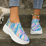 Chunky Platform Sneakers for Women 2023 Spring Autumn Slip On Casual Shoes Woman Thick Bottom Knitted Sneakers Plus