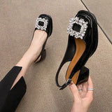 Sandals Mary Jane Shallow Mouth Comfort Shoes for Women Summer Heels Med Pointed Girls High Spring Retro Medium