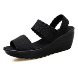 New Wedge Platform Weave Sandals Fashion Peep Toe Comforty Breathable Mom Shoes Female Casual Thick Bottom Sandalias