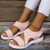 Breakj Large Size New Solid Color Elastic Set Foot Fish Mouth Heel Fly Web Surface Casual