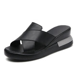 Breakj Drag Large-Size Slope And Cool Slippers Women's New Summer Wear Thick Bottoms And Leisure Soft-Soled Beach Mom