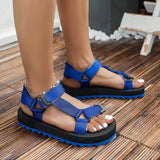 Breakj One-Word Buckle Flat-Soled Sandals Women's Summer New Color Magic Sticker Beach Women's