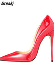 Color Classical Women Pumps 12 cm Stilettos Shallow Pointed Toe Thin High Heels Woman Party Shoes Pink color QP004