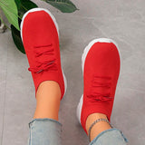 Knitting Women Sneakers Soft Sole Non Slip Running Walking Shoes Woman Lightweight Casual Red Sports Shoes for