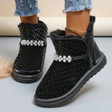 Decor Waterproof Snow Boots for Women 2023 Winter Warm Plush Ankle Booties Female Black Non Slip Cotton Padded Shoes