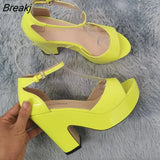 Women Sandals Summer Colourful Sexy Peep Toe Buckle Strap Sandal Platform Thick High Heels Party Red Wedding