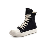 Shoes High-top Canvas Shoes Women All-match Casual Shoes Lace-up Sneakers Men Flat Platform Shoes Zipper Vulcanized