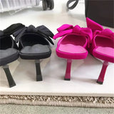 Style Butterfly-knot Mules Women Slippers Elegant Pointed Toe Thin High Heels Ladies Summer Fashion Party Prom