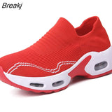women sneakers slip on summer plus size new breathable mesh solid walking shoes lightweight sports casual vulcanized