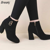 Autumn Winter Short Plush Boots Women Fashion Solid Female Snow Ankle Boots Square Heel Boots Warm Women High