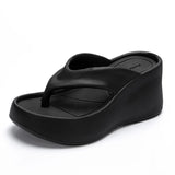 Toe Wedges Flip Flops for Women 2024 Summer Chunky Platform Beach Sandals Woman Thick Sole High Heeled Eva Slippers