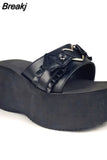 Brand New Gothic Style Vampire Cosplay Platform Wedges Woman Shoes Sandals 2023 Summer Women Shoes Slipper
