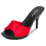 Brand Summer Slippers Women Mixed Colors PU Fine Heel 9cm Outside Sandal Platform Sexy Slipper Women Shoes Slides