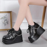 Chain Punk Gothic Shoes Woman Thick Bottom High Wedge Sneakers for Women 2023 New Black Chunky Platform Y2K Uniform