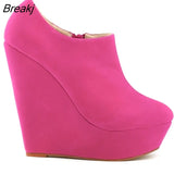 Autumn Winter Boots For Women Wedges Platform Flock Women's Ankle Fashion Short Boot Shoes