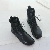 Retro Short Boots Brogue Women Shoes Original Handmade Soft Soled Mori Girl Lace-Up College Style Casual Ankle
