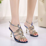 The Summer Of 2024, The New Diamond Sandals For Women Wear Fashionable Open-Toed Crystal High-Heeled